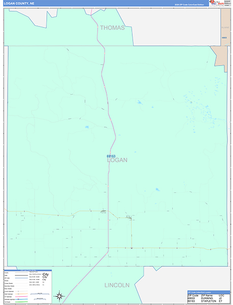 Logan County, NE Zip Code Map