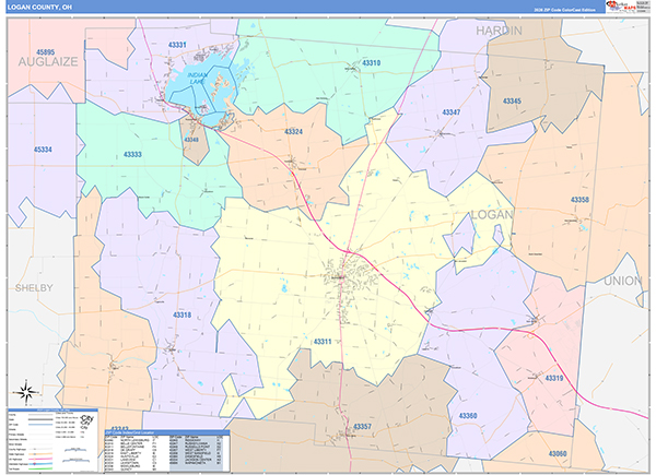 Logan County, OH Zip Code Map