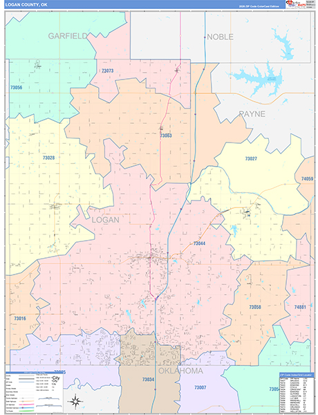 Logan County, OK Zip Code Map