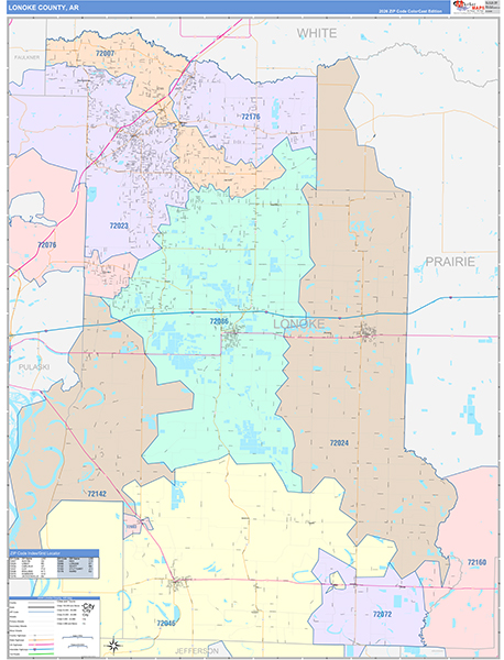 Lonoke County, AR Zip Code Map