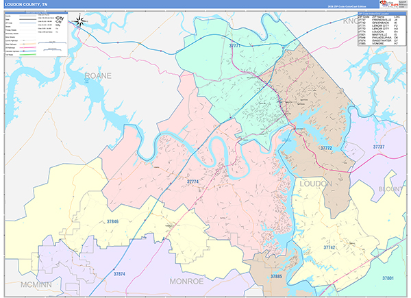 Loudon County, TN Zip Code Map