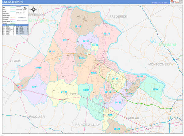 Loudoun County VA Zip Code Map