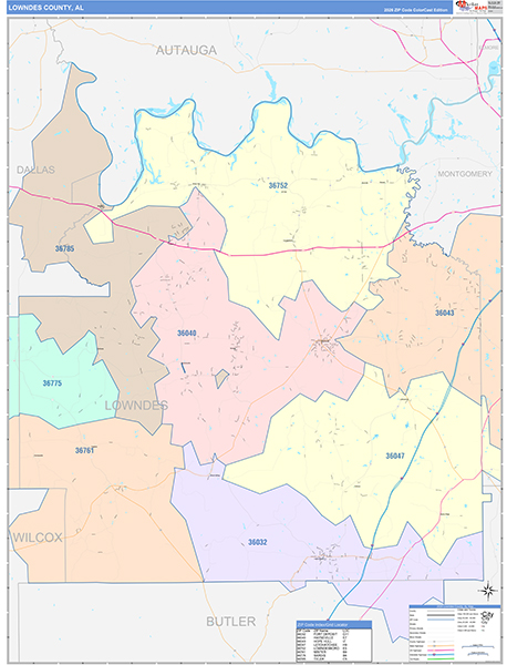 Lowndes County, AL Zip Code Map