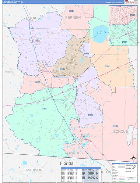 Lowndes County, GA Zip Code Map