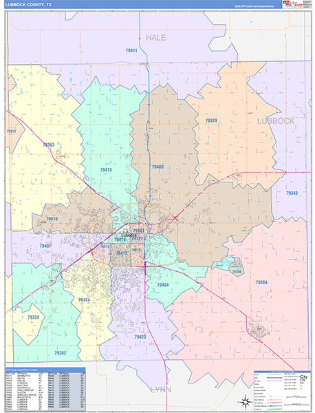 Lubbock County, TX Wall Map