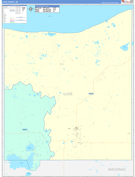 Luce County, MI Zip Code Map