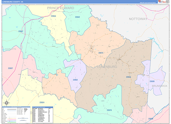Lunenburg County, VA Zip Code Map