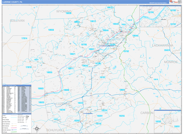 Luzerne County, PA Zip Code Map