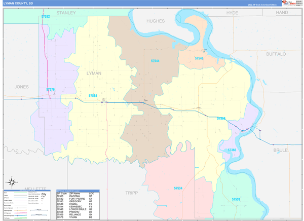Lyman County Digital Map Color Cast Style