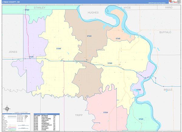 Lyman County, SD Zip Code Map