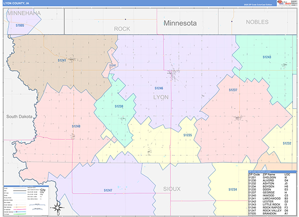 Lyon County, IA Zip Code Map