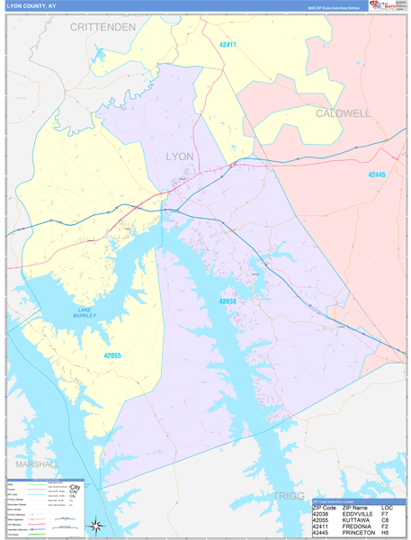 Lyon County, KY Zip Code Map
