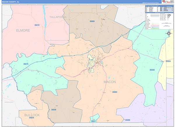 Macon County, AL Zip Code Map