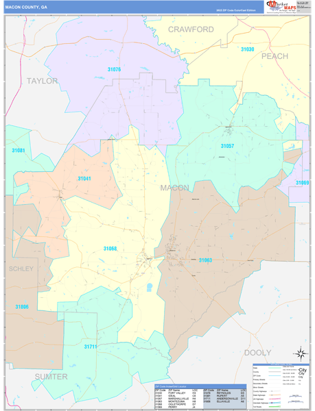 Macon County, GA Zip Code Map