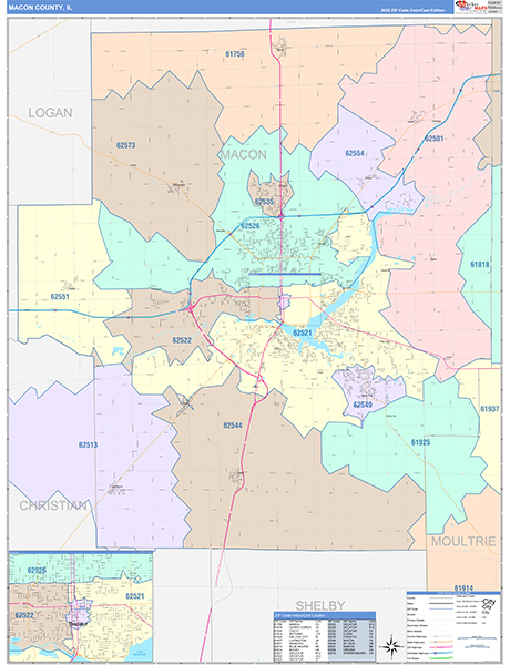 Macon County, IL Zip Code Map