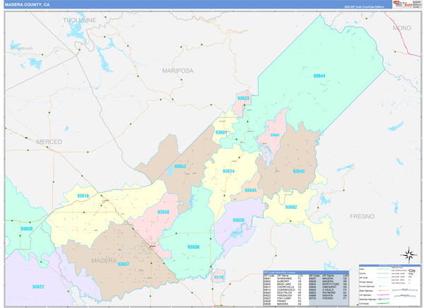 Madera County Digital Map Color Cast Style