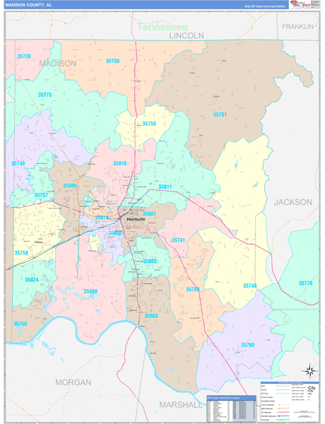 Madison County, AL Wall Map