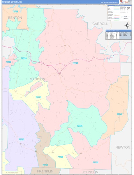 Madison County, AR Zip Code Map