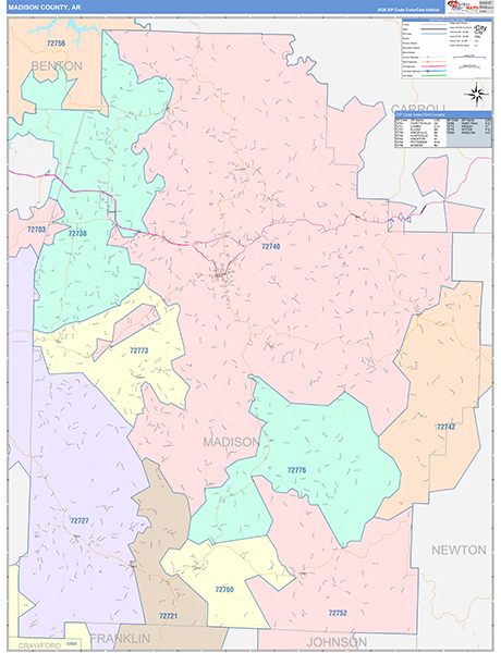 Madison County, AR Zip Code Map
