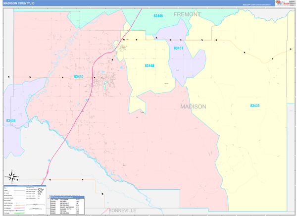 Madison County, ID Zip Code Map