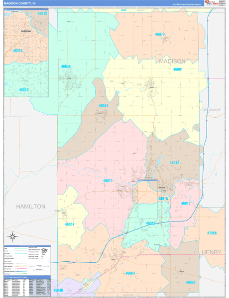 Madison County, IN Zip Code Map