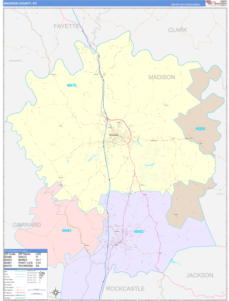 Madison County, KY Zip Code Map