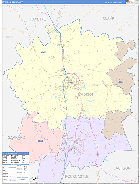 Madison County, KY Zip Code Map