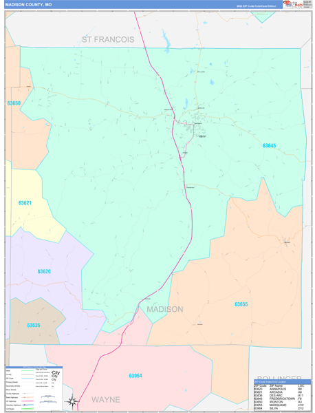 Madison County, MO Zip Code Map