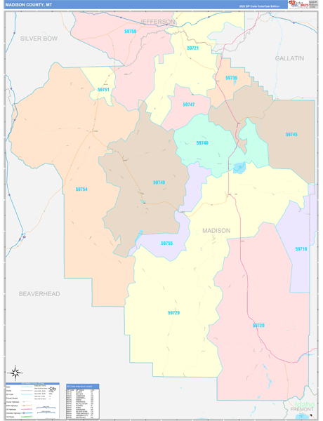 Madison County, MT Zip Code Map