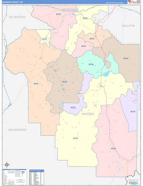 Madison County, MT Wall Map