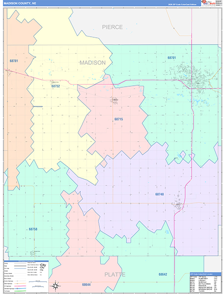 Madison County, NE Zip Code Map