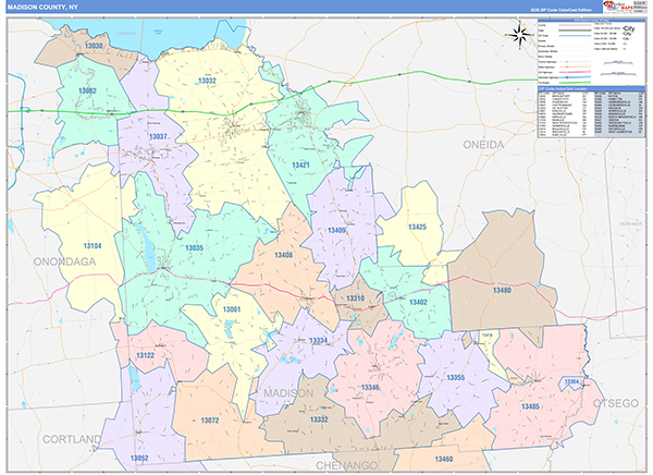 Madison County, NY Zip Code Map