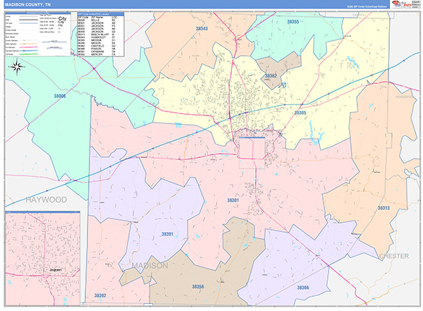 Madison County, TN Zip Code Map