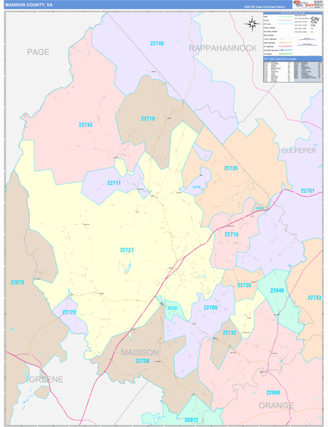 Madison County, VA Zip Code Map