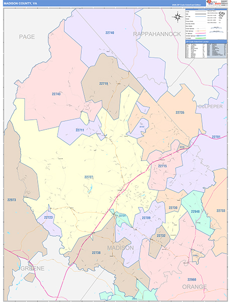 Madison County, VA Zip Code Map