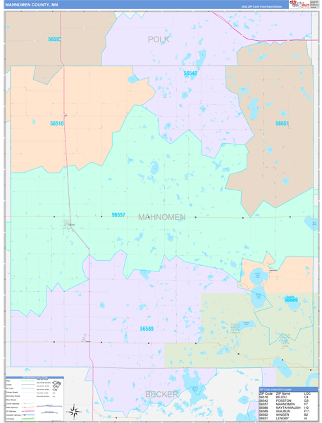 Mahnomen County, MN Zip Code Map