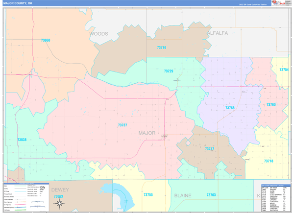 Major County, OK Wall Map