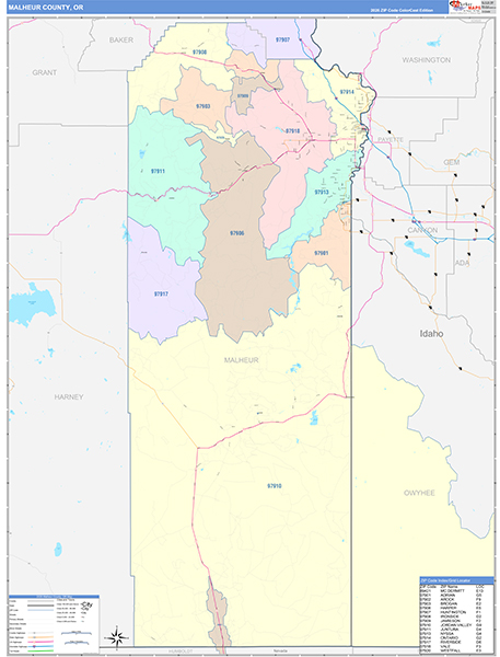 Malheur County, OR Wall Map