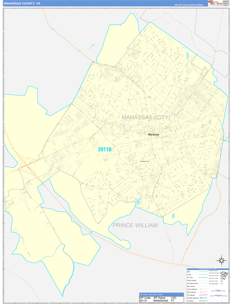 Manassas County, VA Wall Map