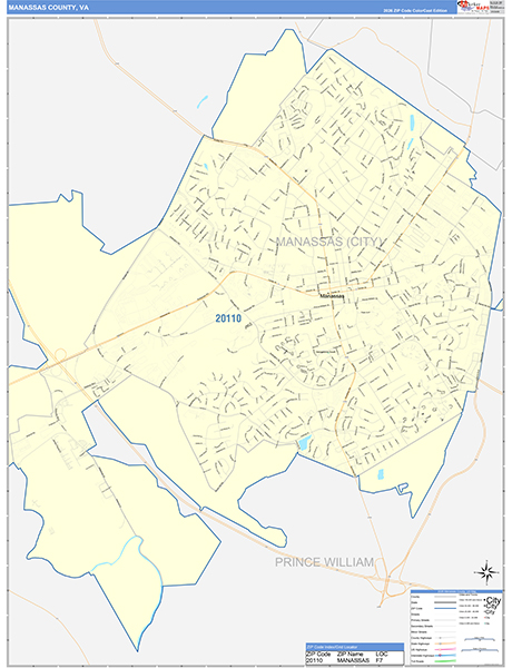 Manassas County, VA Wall Map