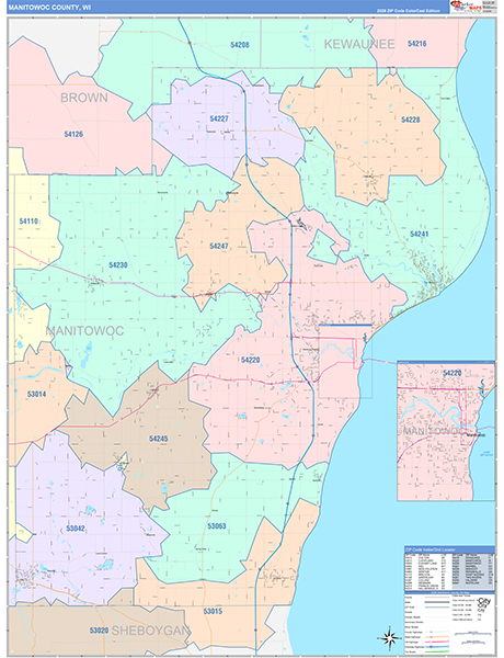 Manitowoc County, WI Wall Map