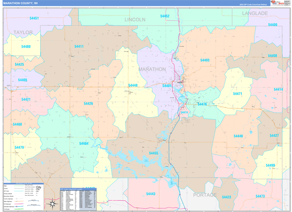 Marathon County, WI Wall Map
