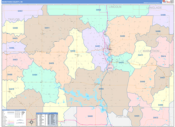 Marathon County, WI Wall Map