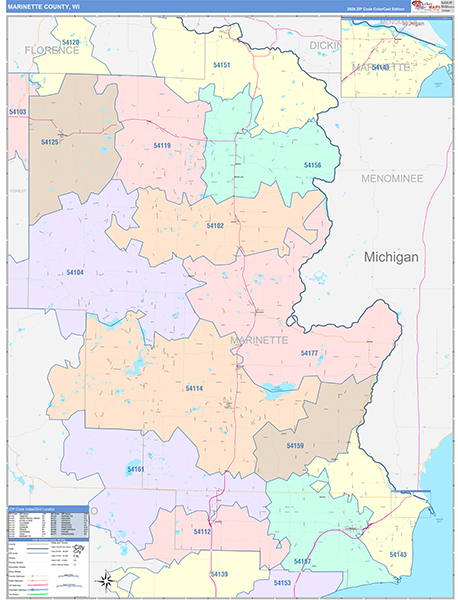 Marinette County, WI Wall Map