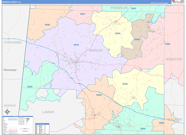 Marion County, AL Zip Code Map