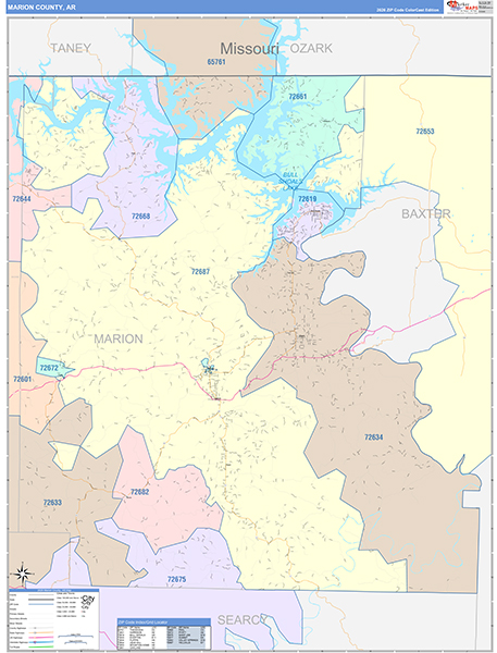 Marion County, AR Zip Code Map