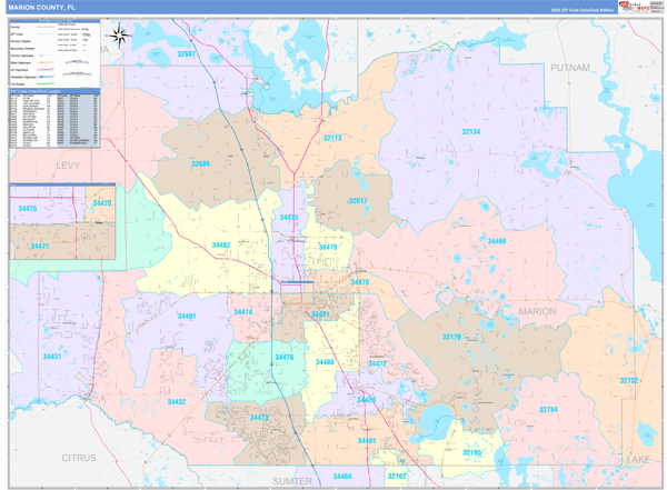 Marion County, FL Zip Code Map