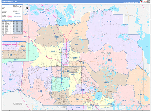 Marion County, FL Wall Map