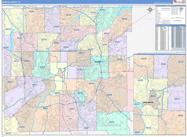 Marion County, IN Zip Code Map