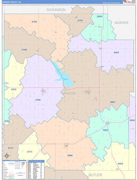 Marion County, KS Wall Map